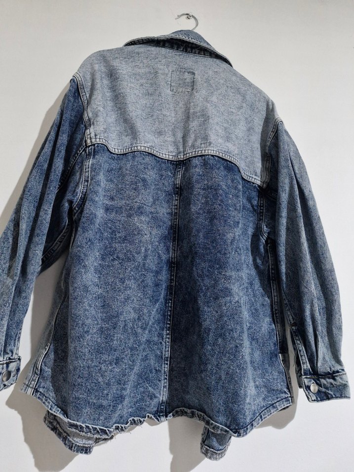 Balon kol salaş Düğmeli Kadın Kot Ceket - Görsel 5