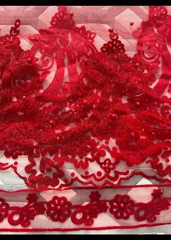 Kırmızı İşlemeli  gelin duvagı - Görsel 5