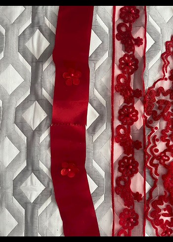 Kırmızı İşlemeli  gelin duvagı - Görsel 6