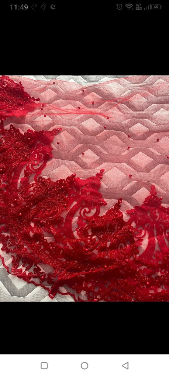 Kırmızı İşlemeli  gelin duvagı - Görsel 4
