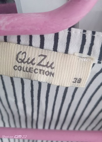 Gri Çizgili Pamuklu V Yaka Kadın Gömlek - Görsel 4