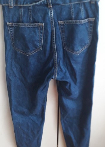 Kadın Koyu Lacivert Kemerli Denim Pantolon - Görsel 2