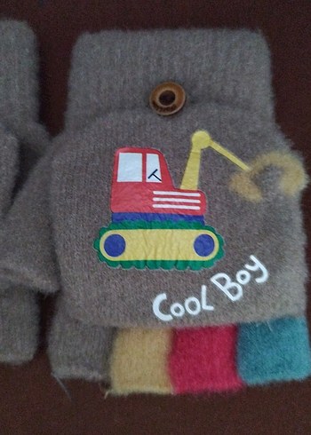 Kahverengi Parmaksız Çocuk Eldiven - Görsel 2