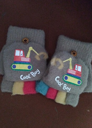 Kahverengi Parmaksız Çocuk Eldiven - Görsel 4