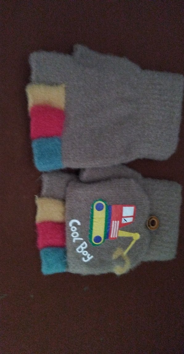 Kahverengi Parmaksız Çocuk Eldiven - Görsel 3