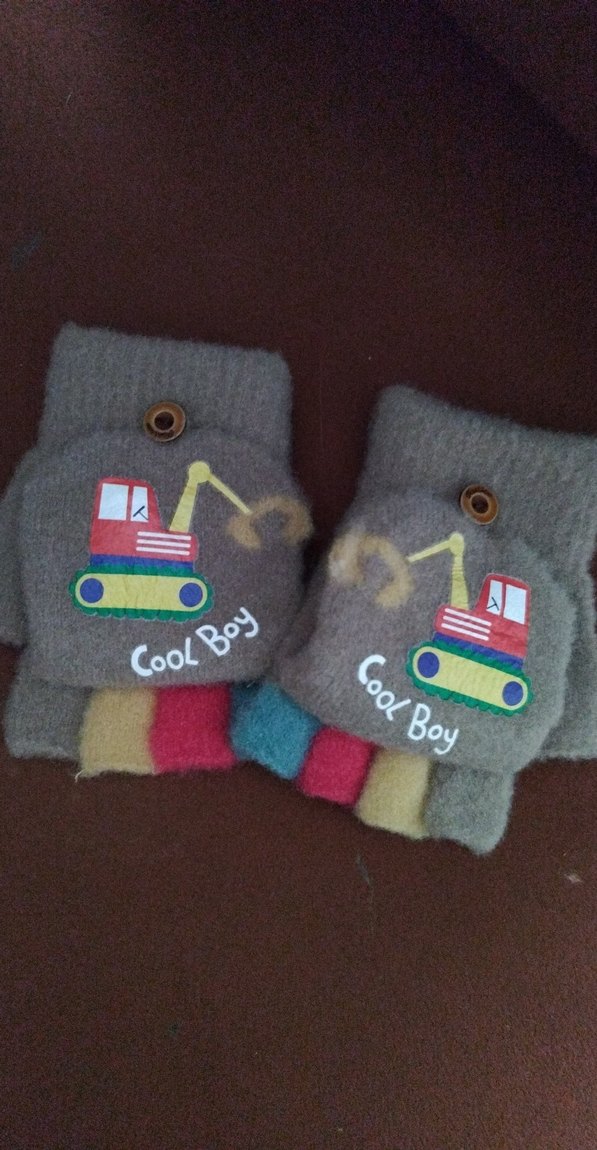 Kahverengi Parmaksız Çocuk Eldiven - Görsel 4