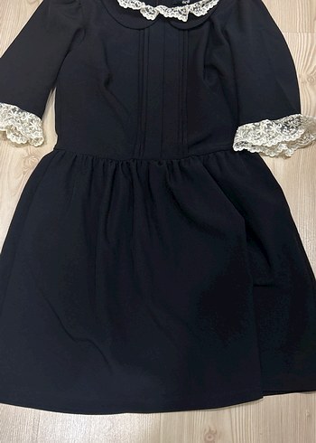 Dantelli Siyah Gotik Midi Elbise