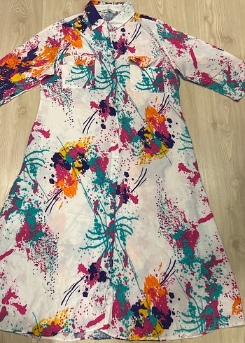 Renkli Tie-Dye Uzun Hamile Tuniği