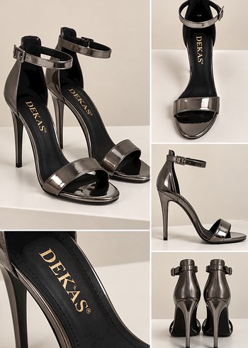 Diğer Dekas Metalik Gumus Stiletto Topuklu Ayakkabi