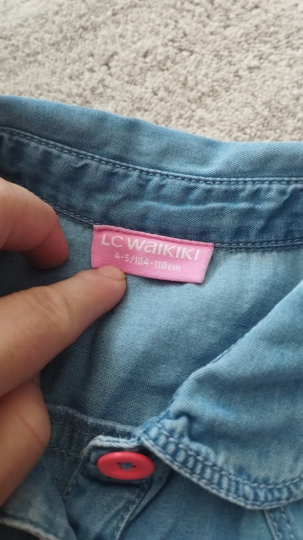 Kız Çocuk Kot Elbise, Kolsuz, Düğmeli ikili fiyattir - Görsel 5