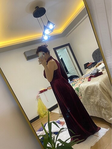 Diğer kadife gece elbisesi bordo