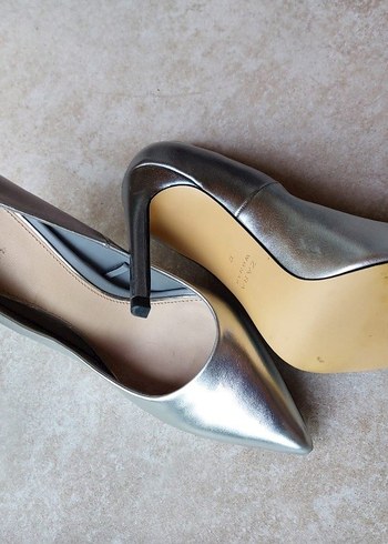 37 Beden Gri Metalik Stiletto Topuklu Kadın Ayakkabı