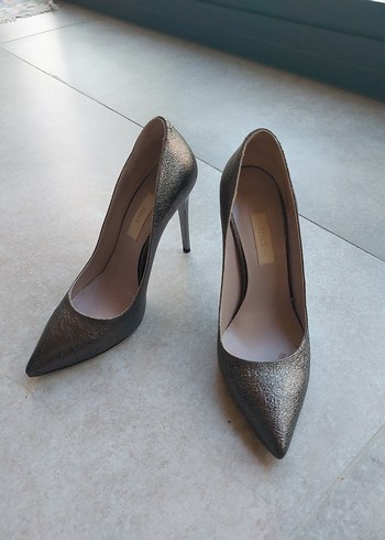 37 Beden gri Renk Gri Yılan Desenli Stiletto Topuklu Kadın Ayakkabı