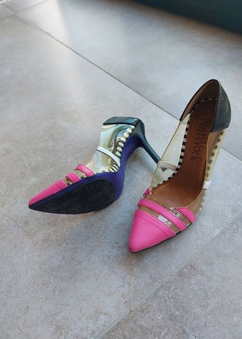 Renkli Zebra Desenli Tokalı Stiletto