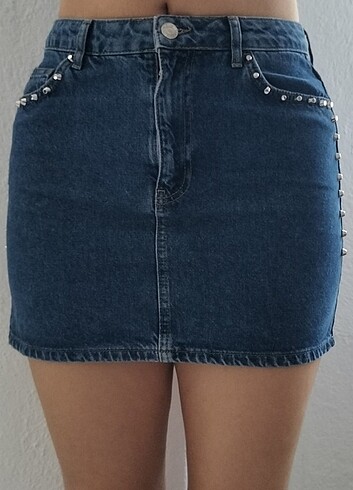 LCW zımbalı m beden mini denim etek