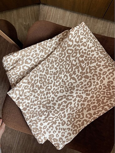 Diğer Geniş paça leopar desen jean