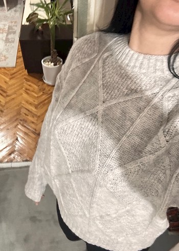 Gri Örgü Kadın Kazak - Görsel 6