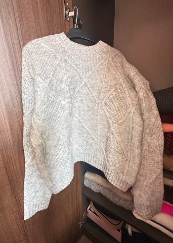 Gri Örgü Kadın Kazak - Görsel 2