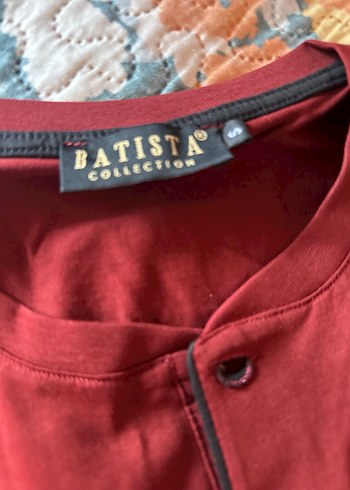 Bordo siyah Kısa Kollu Düğmeli Erkek Pijama Takımı - Görsel 3