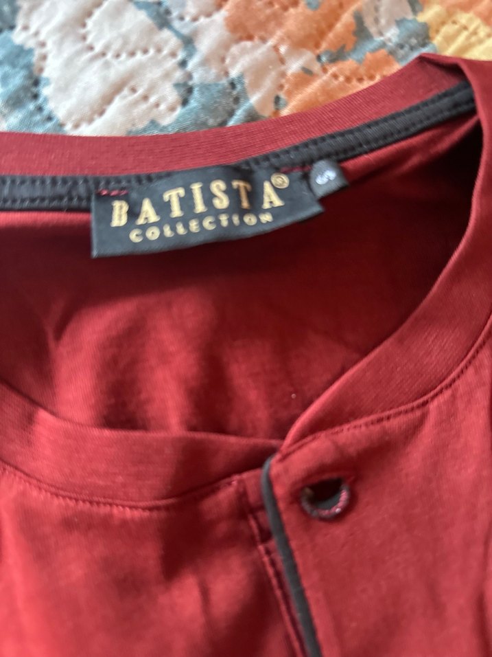 Bordo siyah Kısa Kollu Düğmeli Erkek Pijama Takımı - Görsel 3