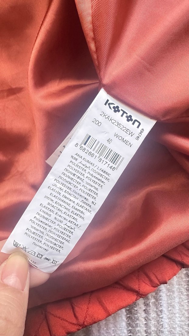 Kiremit rengi Kapitone Kadın Ceket - Görsel 3