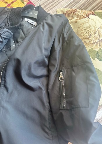 Siyah Fermuarlı Oversize bomber Ceket - Görsel 4