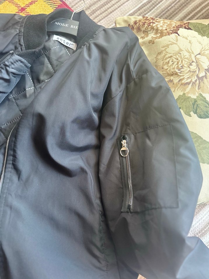 Siyah Fermuarlı Oversize bomber Ceket - Görsel 4