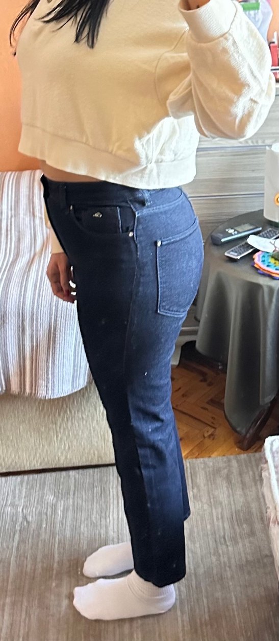 Yüksek bel daralan paça koyu lacivert jean pantolon - Görsel 3