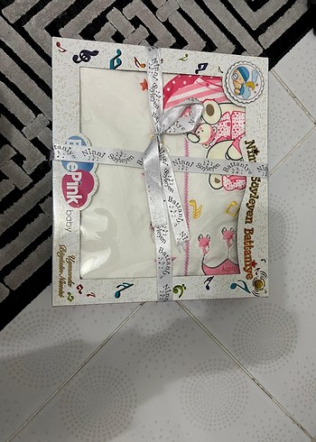 Bebek için pembe baskılı pamuklu battaniye muzikli battaniye - Görsel 2