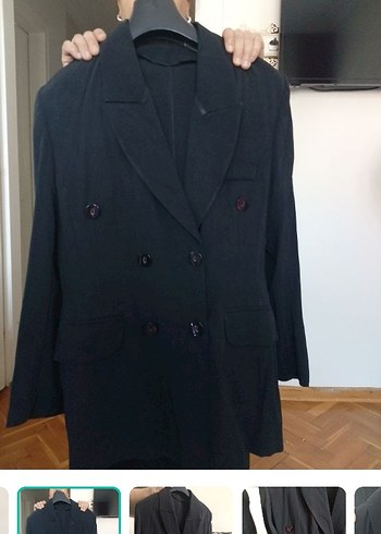 Mango Sikligin Simgesi Siyah Cift Sirali Uzun Blazer