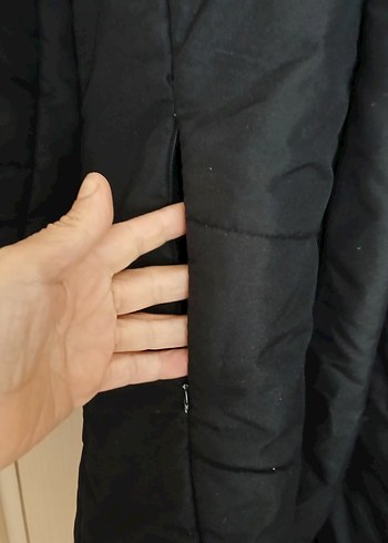 Kadın Siyah Midi Kışlık Fermuarlı Mont - Görsel 3