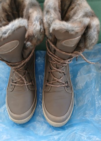 Bej Kürklü Kadın Dolgu Topuk kar Botu - Görsel 2