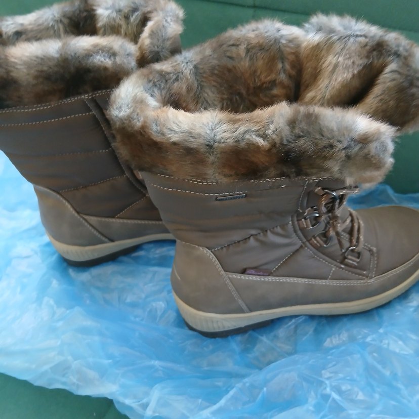 Bej Kürklü Kadın Dolgu Topuk kar Botu - Görsel 4