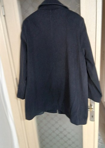 Düğmeli Lacivert Midi Kadın Kaban - Görsel 3