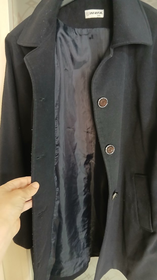 Düğmeli Lacivert Midi Kadın Kaban - Görsel 2