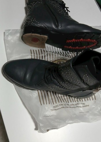 Gri Deri Gotik Stiletto Topuklu Kadın Bot - Görsel 3