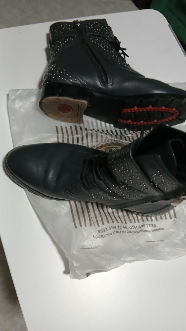 Gri Deri Gotik Stiletto Topuklu Kadın Bot - Görsel 3