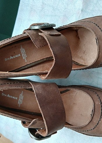 Kahverengi  deriTokalı Dolgu Topuk Kadın Ayakkabı - Görsel 2