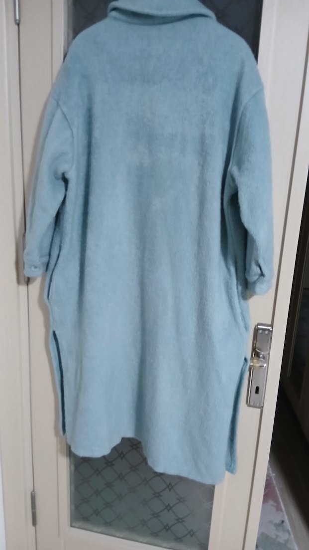 Mavi Uzun Düğmeli Kadın Kaban - Görsel 4