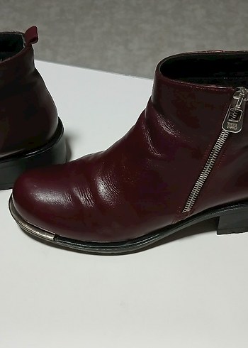 Bordo Deri Kadın Topuklu Bot - Görsel 2