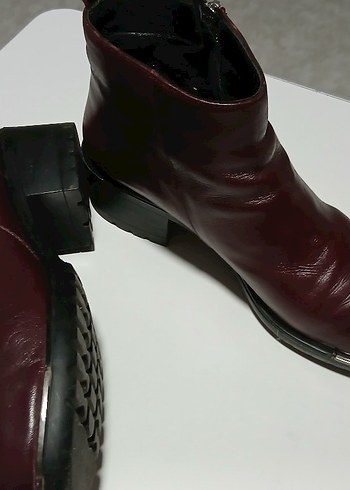 Bordo Deri Kadın Topuklu Bot - Görsel 3