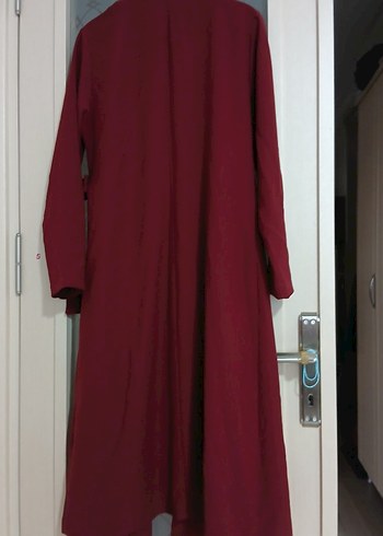 Bordo Uzun Kemerli Kadın Kaban - Görsel 3