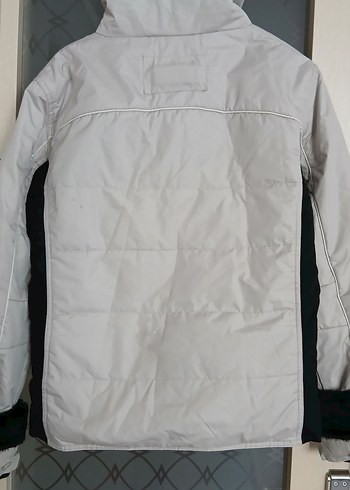 Gri Beyaz Fermuarlı Kadın mont Ceket - Görsel 7