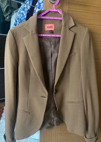 Düğmeli Kahverengi Süet Kadın Blazer