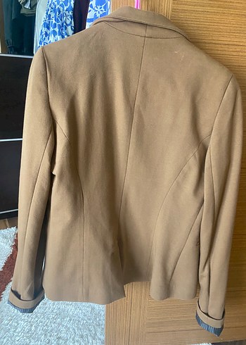 xs Beden Düğmeli Kahverengi Süet Kadın Blazer
