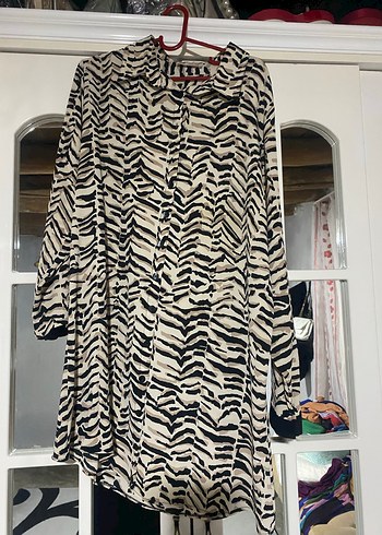 Kadın Zebra Desenli Uzun Kollu Gömlek - Görsel 2