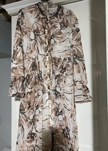 Bej Uzun Kollu Salaş Bohem Elbise - Görsel 3