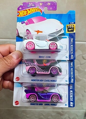 Hot Wheels Pembe Mor 3 lü Lot 
