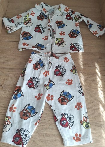 LC Waikiki Erkek Çocuk Baskılı Beyaz Pijama Takımı paw petrol