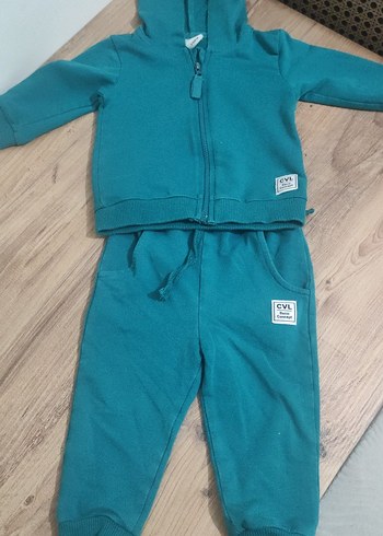 Koyu Mavi Kapüşonlu Bebek Takımı - Görsel 2